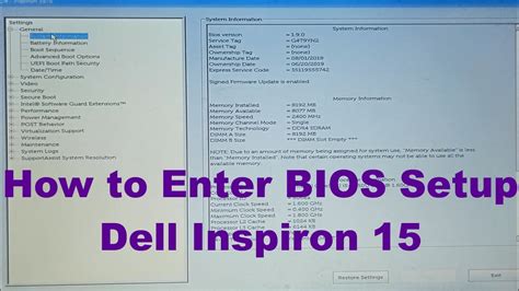 bios dell inspiron 15|How to Access, Navigate, or Update the BIOS or .